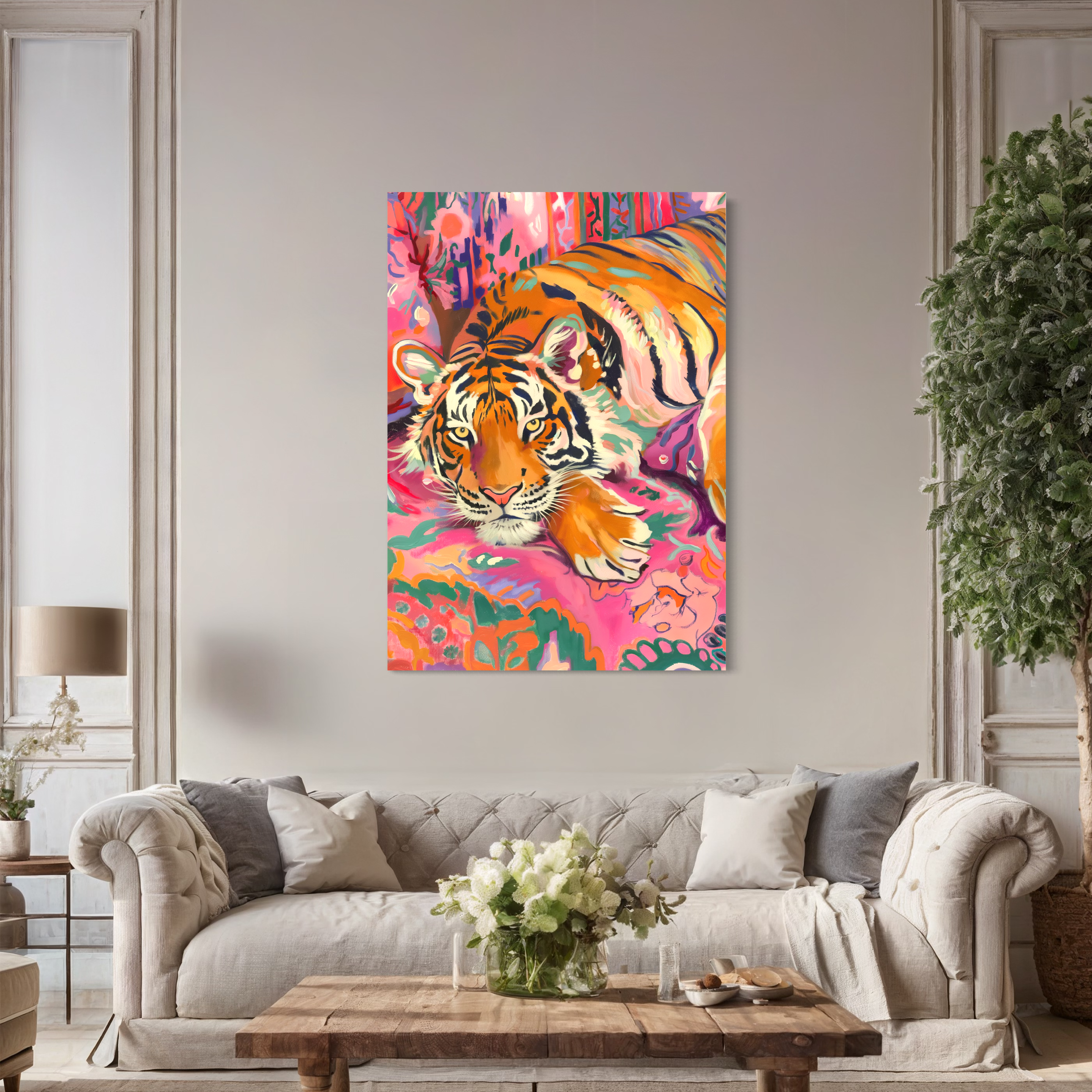 Tiger on sofa